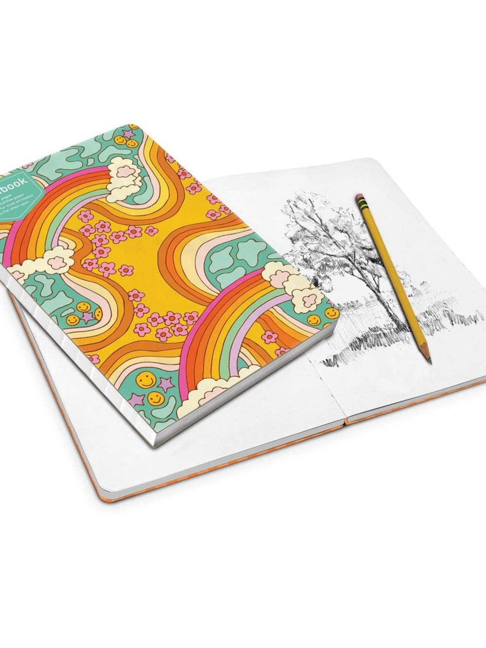 Happy-Go-Lucky Days printed canvas sketchbook-βdeconstructedβ/coptic bound-NWT